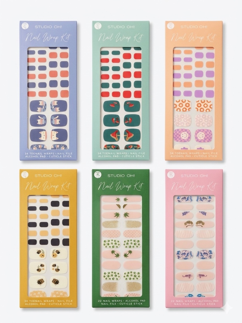 Studio Oh! Nail & Toenail Wrap Kit Bundle - Set of 6 Mixed Mani/Pedi Packages